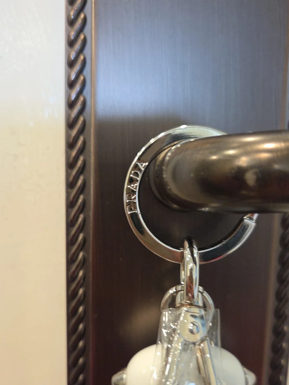 Prada Saffiano Leather Robot Keychain Key Chain Trick In SAKS NOW $775
